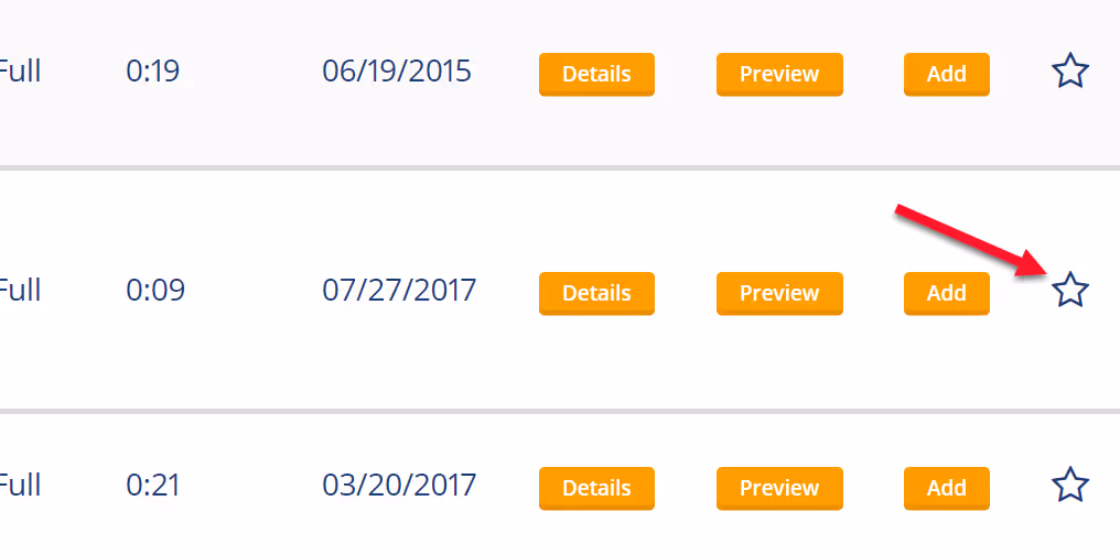 Favorites selection example