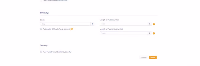 Associative memory setup screenshot