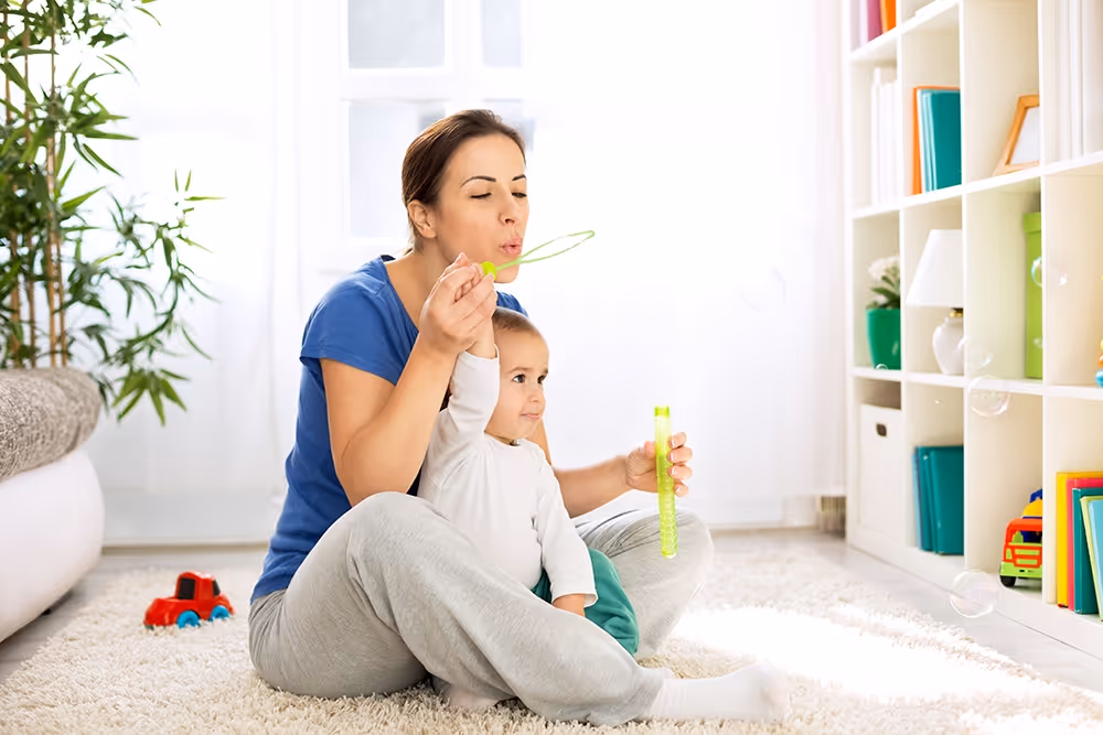 Mother and child playing