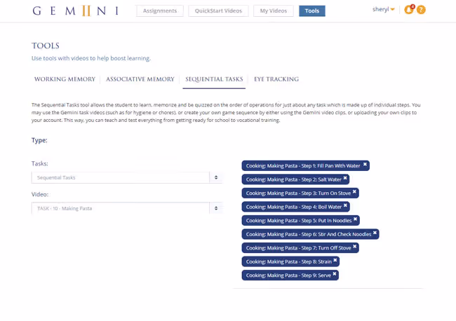 sequential tasks setup screenshot